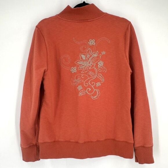 Royal Robbin’s Women’s Full Zip Sweatshirt SZ L Embroidered Pumpkin Spice Orange - Picture 1 of 12